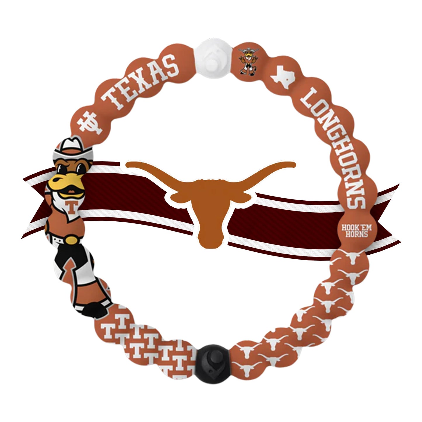 Lokai Collegiate Silicone Beaded Bracelet for Women & Men (University of Texas, Medium) - Stylish & Colorful Bead Bracelet Fashion Jewelry - Bangle Slide-On Style Over Wrist for Comfortable Fit