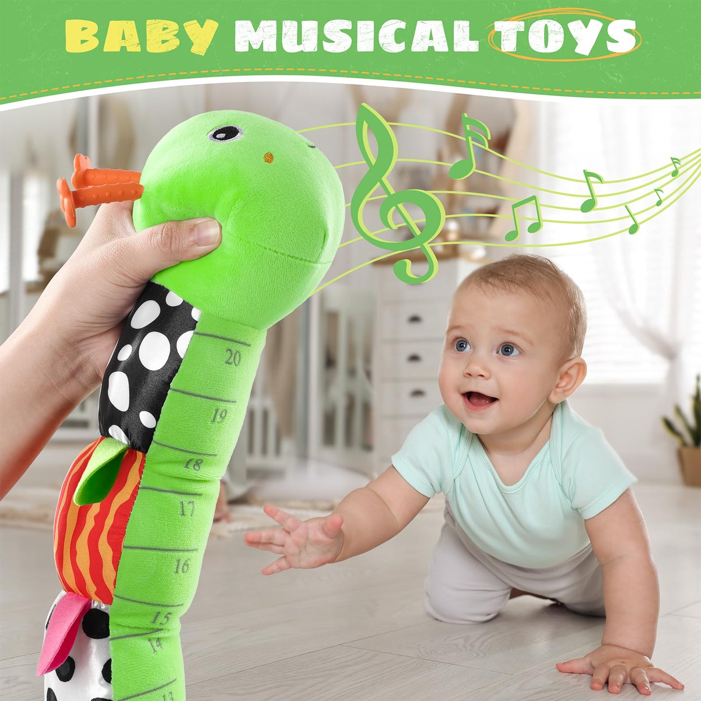 AWOTOY Baby Toys 6-12 Months Music Caterpillar,Stuffed Animals Infant Toys 0-3-6 Months,Baby Sensory Toys Tummy Time with Crinkle Rattle Teething Toys Boys Girls Gifts Birthday Easter Basket Stuffer