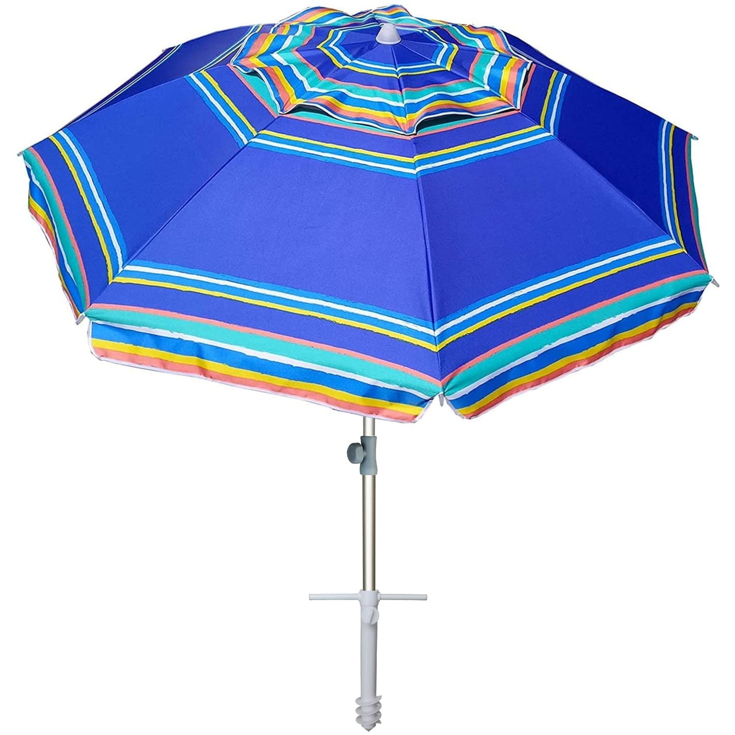 AMMSUN 7ft Heavy Duty High Wind Beach Umbrella Parasols with Sand Anchor Vent Tilt UPF 50+ Sun Protection Portable Outdoor Sunshade Umbrellas Carry Bag for Patio Garden Pool Backyard Blue
