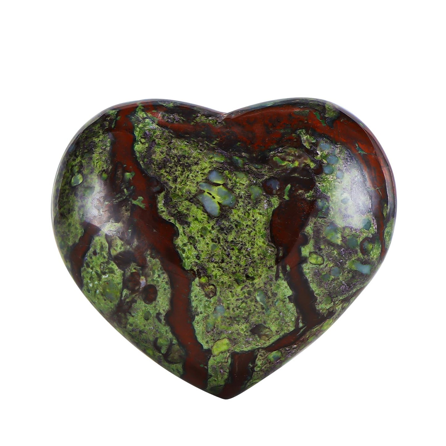 LEADGEM 50mm Dragon Blood Stone Heart Crystal Worry Stone for Anxiety Healing Crystals Heart Shaped Rock for Home Office Decoration