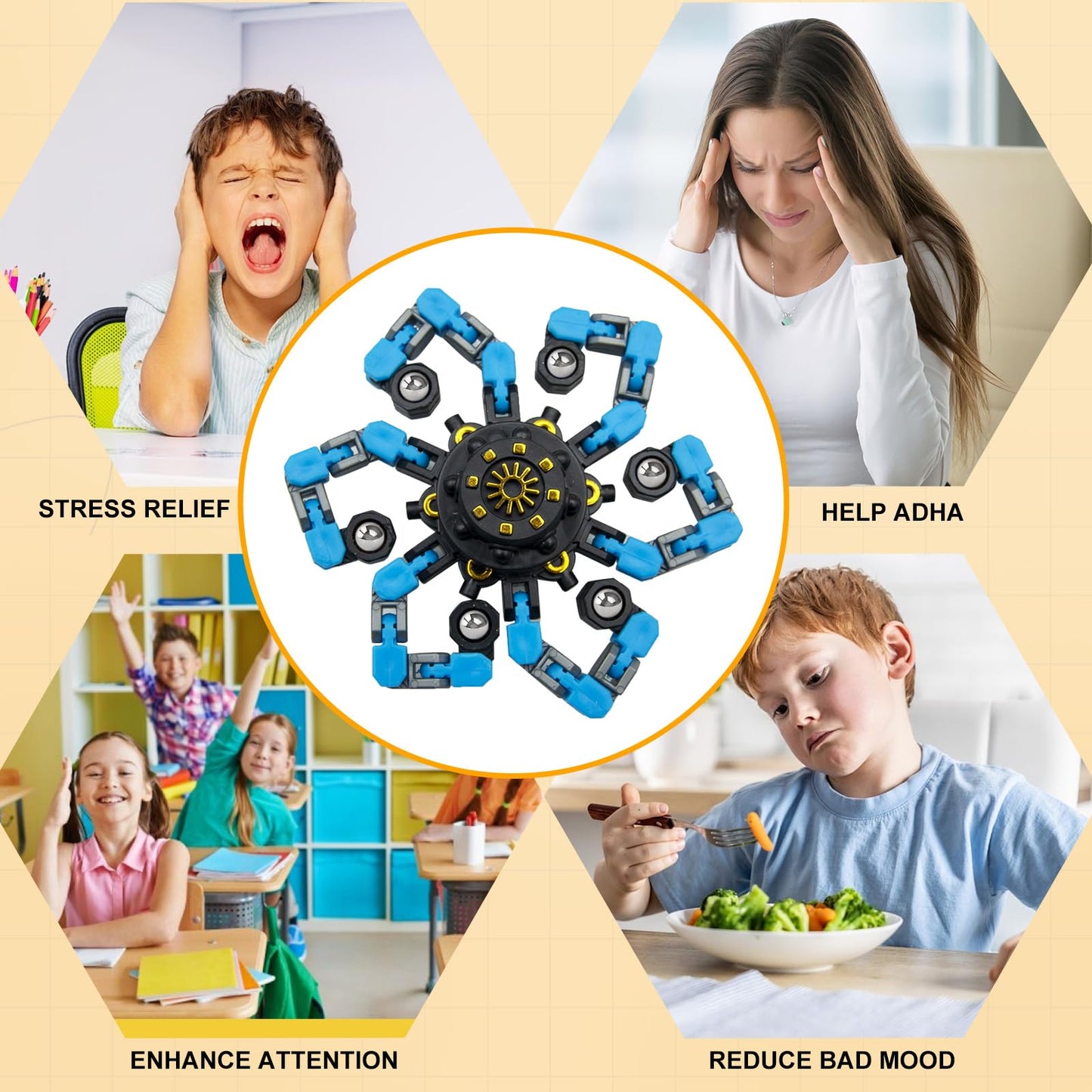 Easter Basket Stuffers 36PC Transformable Fidget Spinner for Kids,Deformable Chain DIY Robot Spinner Sensory Toy, Stress Relief Fingertip Gyros Fidget Toys Party Favors