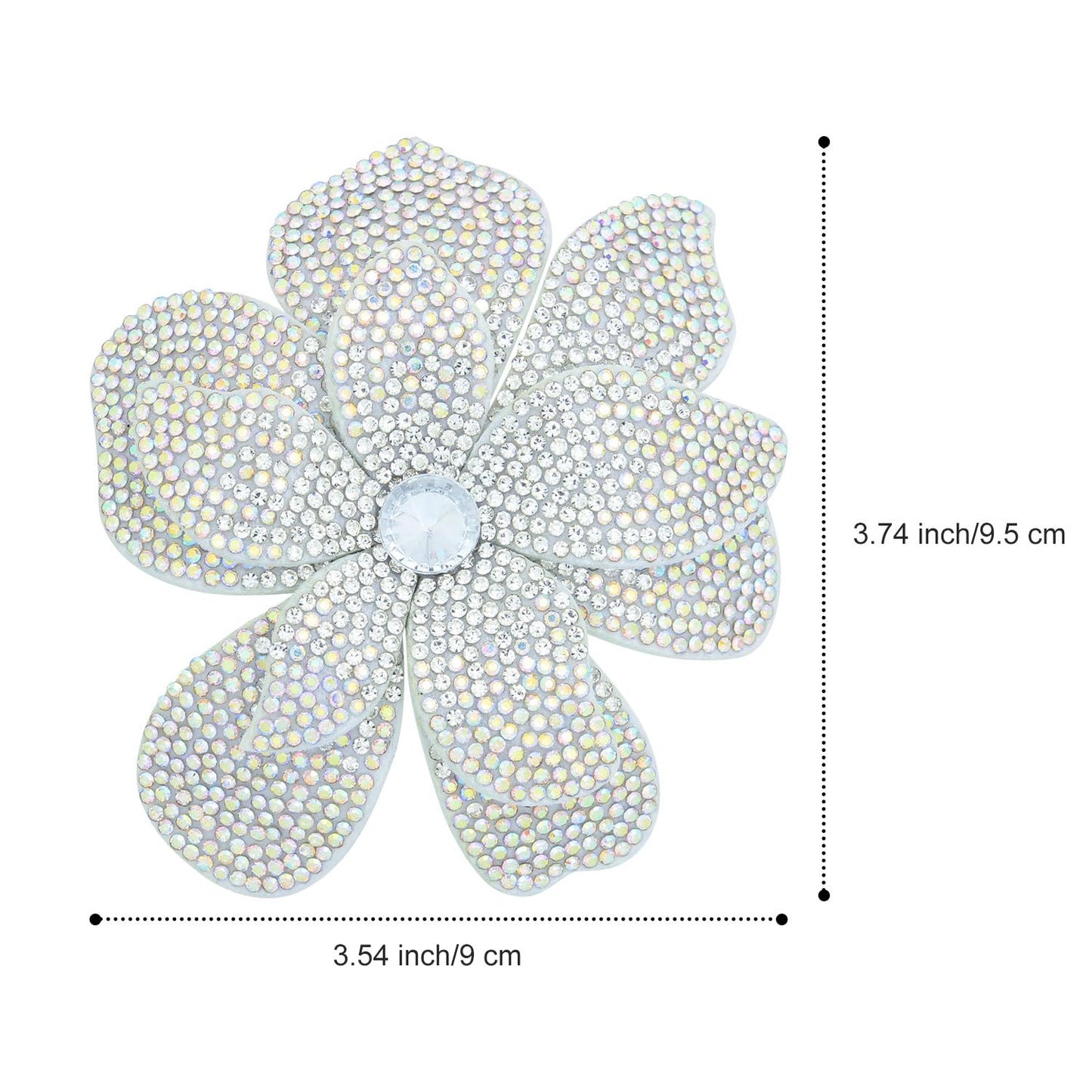 Merdia 3.74 Inches Rhinestone Camellia Flower Brooch Pins & Hair Clips for Women Elegant Created Crystal Lapel Pin Brooches Wedding Party White