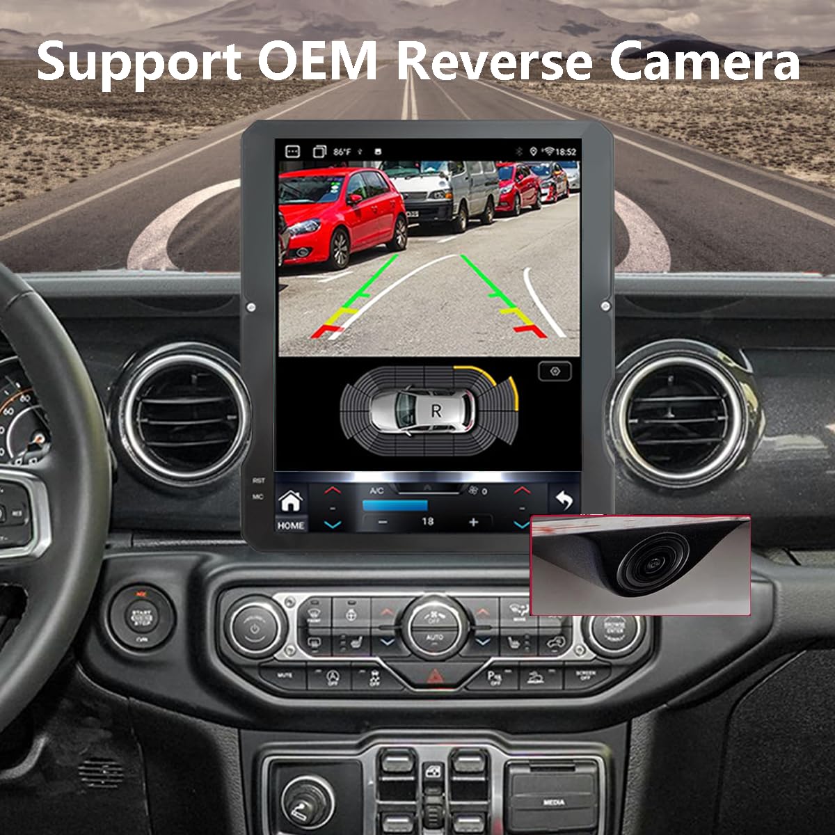 Upgrade Car Radio for Jeep Wrangler Gladiator 2018-2023 Car Radio Android 14 Stereo Replacement 12.1 inch Touch Screen Tesla Vertical Screen Style with Wireless Carplay & Android Auto (4GB+32GB)
