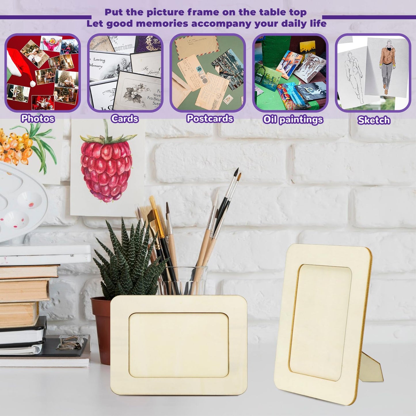 VOKOY 20 Pack Wooden Picture Frames for Crafts, DIY Wood Craft Picture Frames Bulk for 4" x 6" Photos,Unfinished Standing Photo Frames DIY Crafts Wood Decorate for Mother's Day Birthday Party Gifts