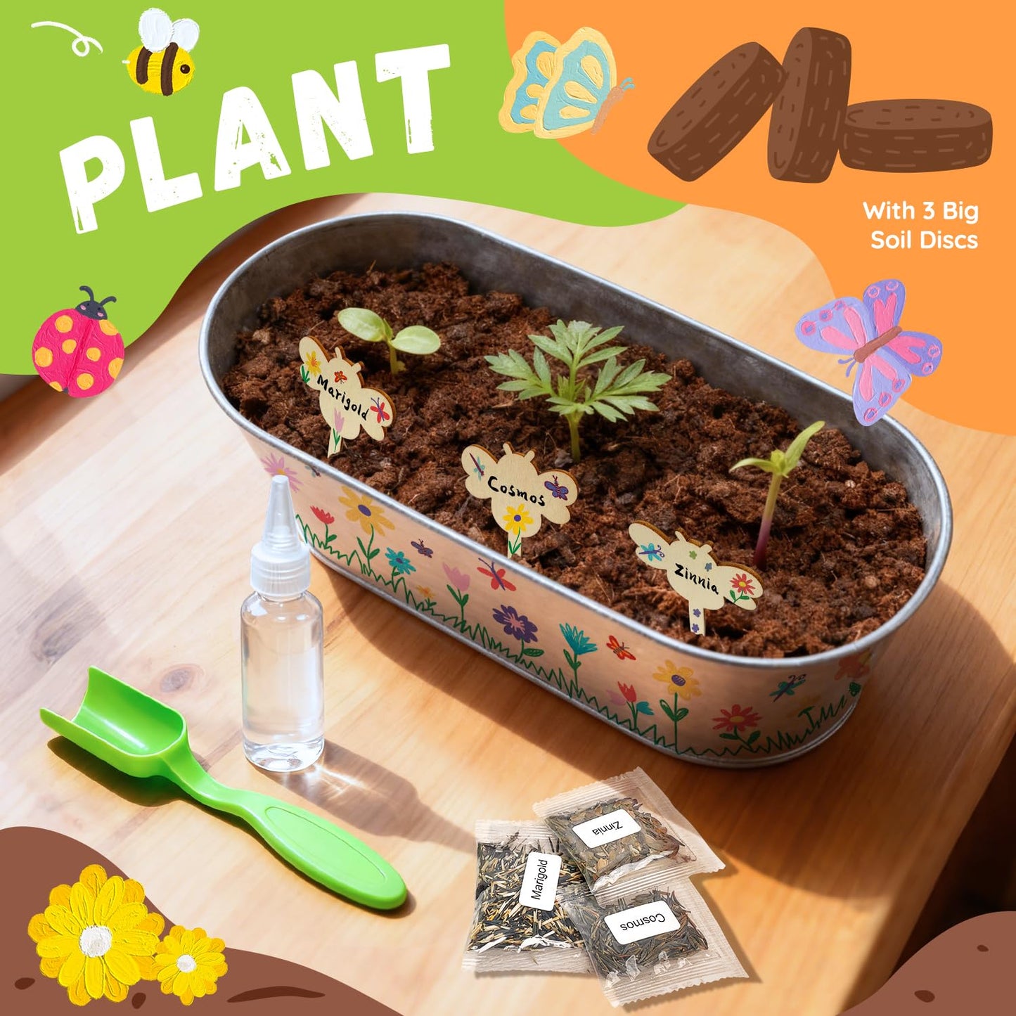 PLANTMEW Paint & Plant Flower Growing Kit for Kids - Fun Kids Gardening Set - Unique Birthday, Crafts & Arts, Gardening Gifts for Girls & Boys, Ages 5, 6, 7, 8-12 Years Old, Easter Gifts for Girls
