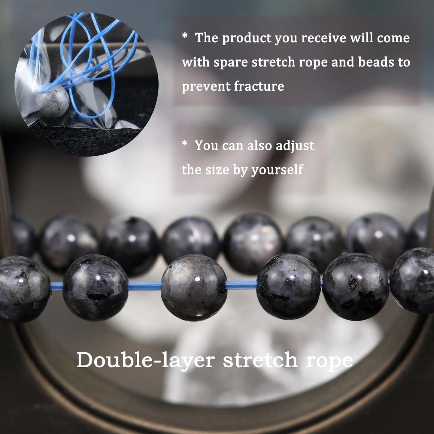 DAZCOLO 8mm Natural Gemstone Stretch Bracelet, Handmade Unisex Crystal Bracelets for Meditation, Yoga, Spiritual Healing & Positive Energy (Labradorite)