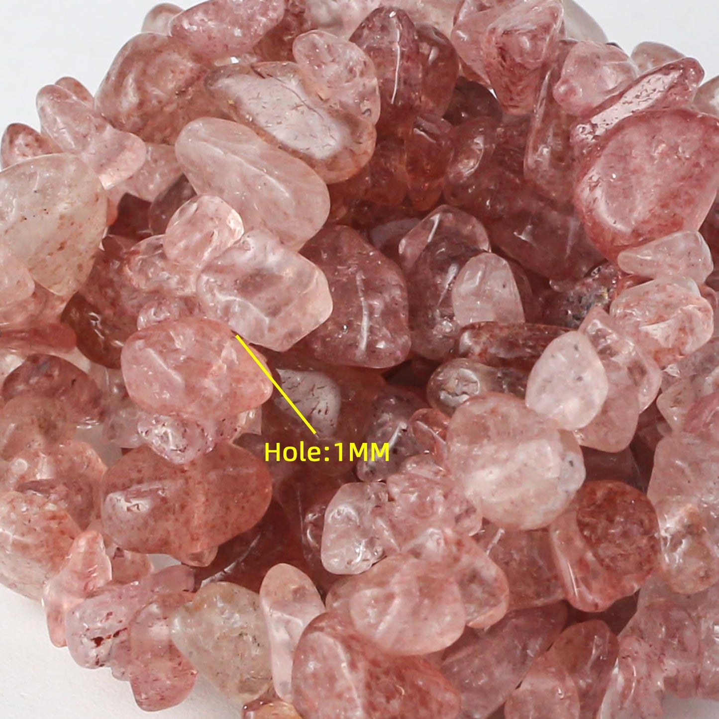 31 inches Chip Stone Loose Gemstones Beads Drilled Strand for Jewelry Making (Strawberry Quartz)