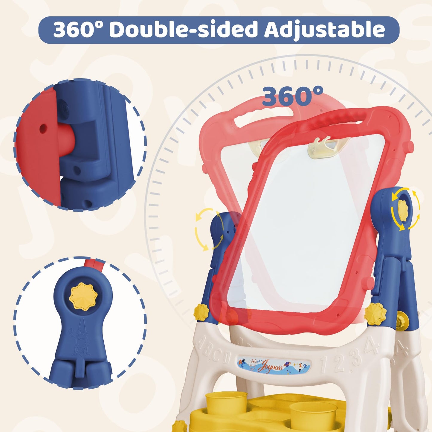 Joyooss Art Easel for Kids Adjustable Toddler Easel Stand for Painting, Magnetic Double Sided Drawing Dry Erase Board w Childrens Art Accessories for Kid Ages 4-8 Little Boys and Girls Learning Toy LB