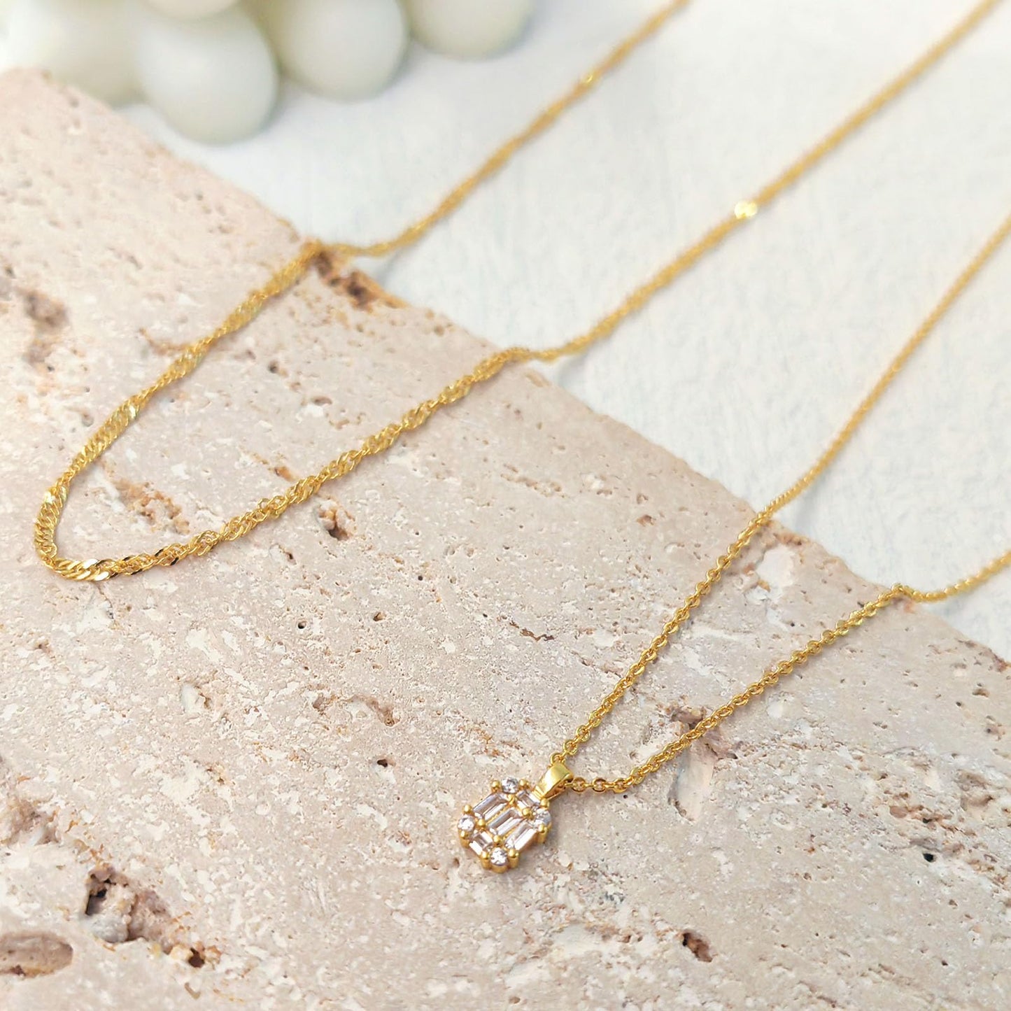 Zeffy Gold Necklace for Women, Dainty Layered Diamond Pendant Necklaces Simple CZ Solitaire Necklace Trendy Cute Choker Gold Jewelry Gifts