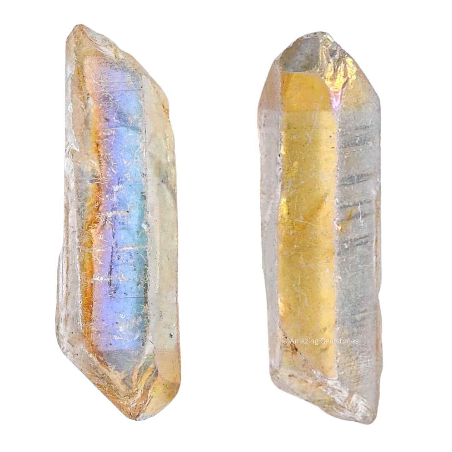 Amazing Gemstone 2 Pieces Angel Aura Quartz Raw Pencil Points Crystals and Healing Stones, Natural Rocks for Meditation and DIY Raw Point Stones and Crystals