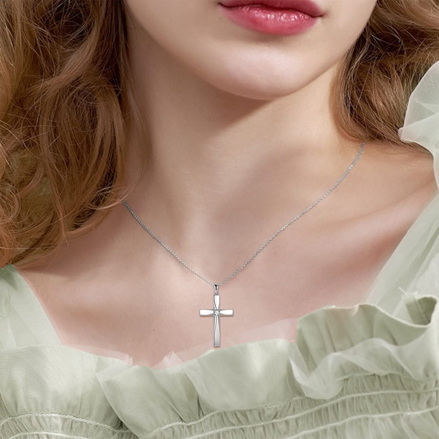 Moissanite Cross Necklace Sterling Silver Origami Cross Pendant Jewelry Gifts for Women Men(Moissanite Origami Cross)