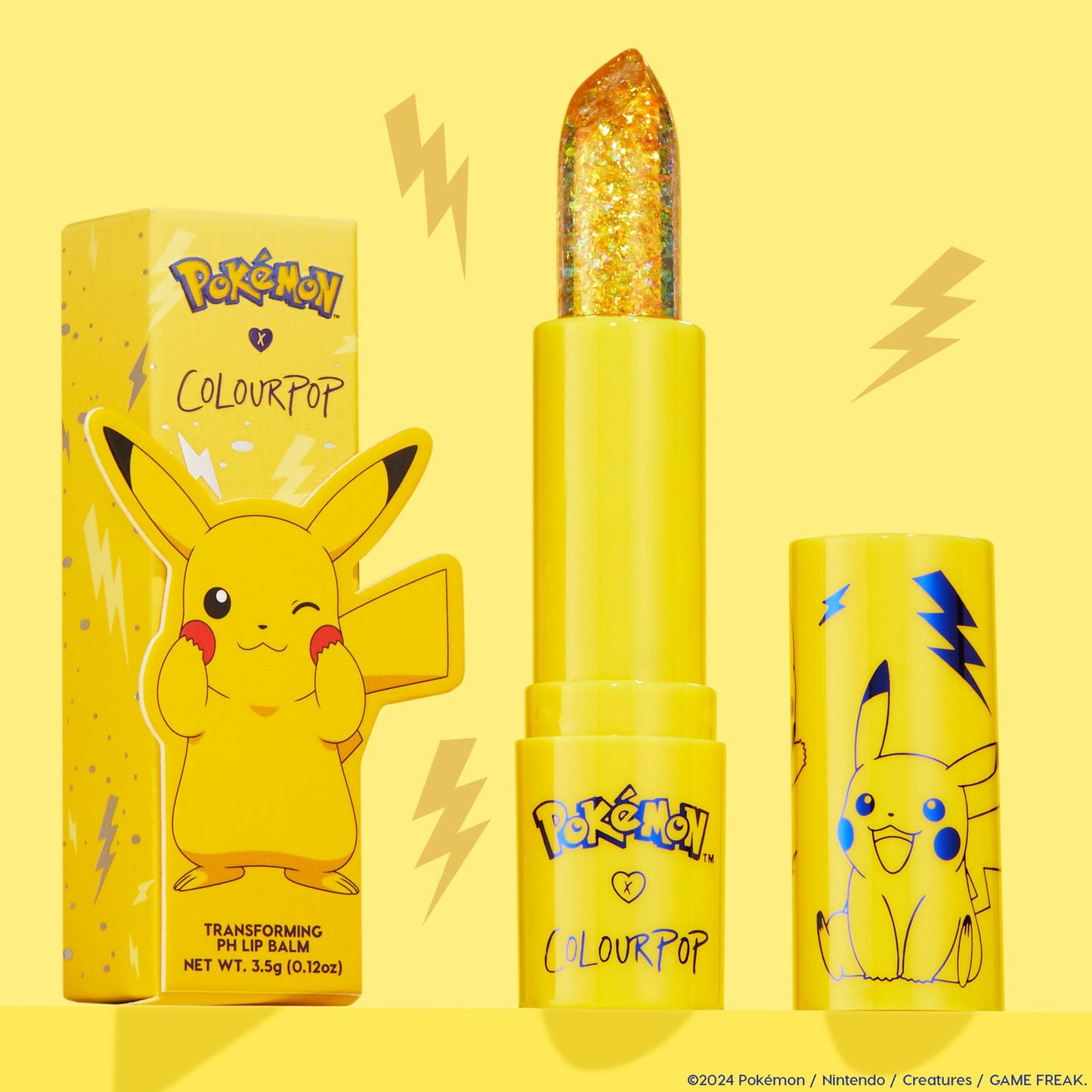 ColourPop x Pokémon pH Lip Balm - Color Changing Lip Balm Infused with Multi-Pearl Flakes & Lip-Loving Ingredients - Creates the Perfect Custom Pink Shade - Thunderbolt (0.12 oz)