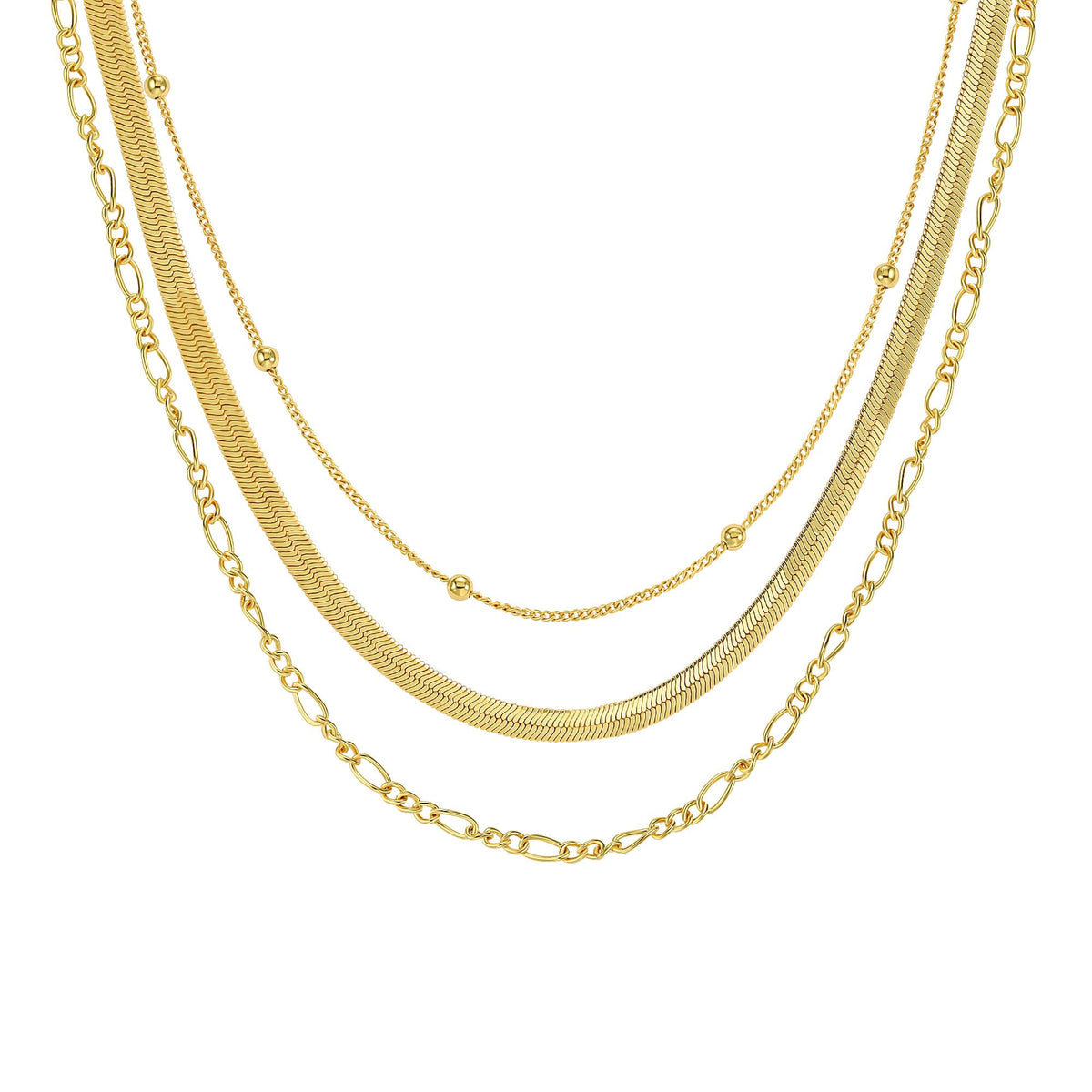 Freekiss Gold Necklace for Women Herringbone Necklace for Women Simple Layered Necklaces for Women Dainty Gold Choker Necklace Stack Necklaces for Women