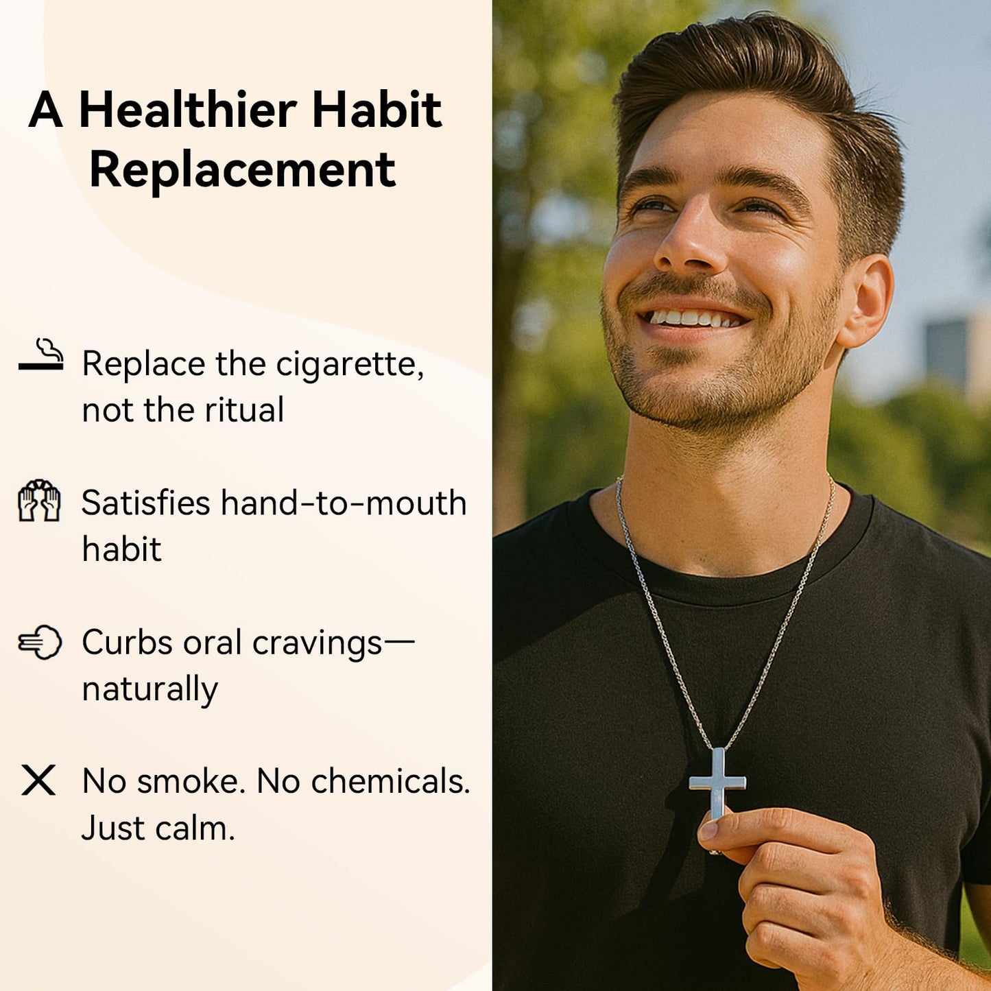 FUNPAR Cross Breathing Necklace for Anxiety Relief and Relaxation, Breathlink Design Quit Smoking Aid, Stainless Steel Mindfulness Tool to Calm, Stylish Wellness Gift for Adults(Silver 6:34)