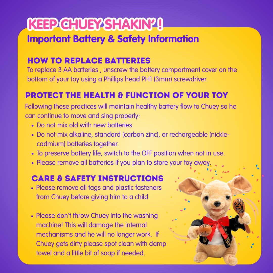 Cuddle Barn Chuey Bamba 12" Singing Chihuahua Animated Plush Toy, Shakes Maracas to La Bamba | Cinco de Mayo Party Gift | Great for Birthdays & Celebrations | Fun Toy for Kids, Adults