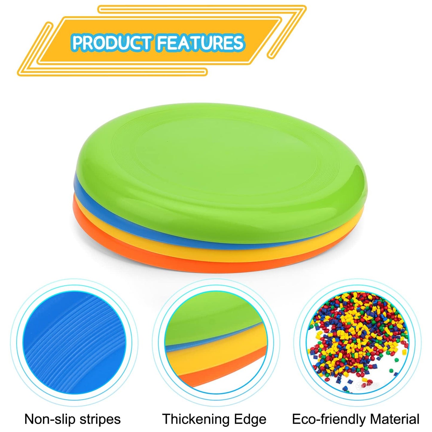 Amarlozn Jumbo 8" Flying Disc Toys for Kids Adults, 8 Pack Flying Sport Yard Ring Toy for Outdoor Beach Accessories Backyard Lawn Park, Toss and Catch Game Sports Toy for Boys Girls
