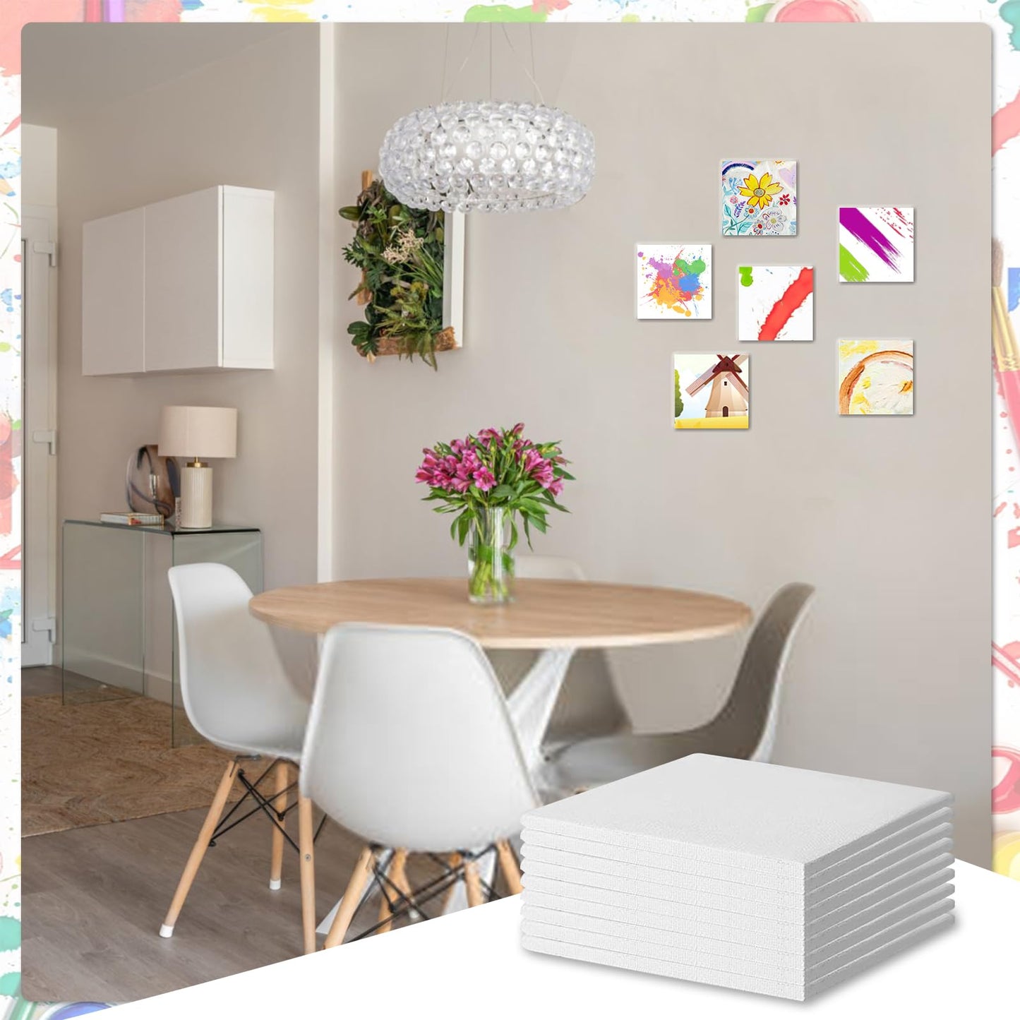LECEHIVO 110 Pcs 4 x 4 Inch Mini Canvas Panels Bulk Blank Stretched Small Square Canvas Boards for Art Painting Kids Teenagers Craft Acrylics Oil