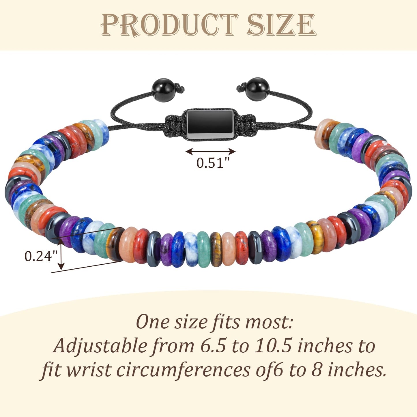 HXNIBATSAR Boho Style Natural Stone Beaded Bracelets for Men Women, Adjustable Healing Crystal Bracelets for Anxiety Relief, Unique Gifts for Him Her (Rainbow Aura)