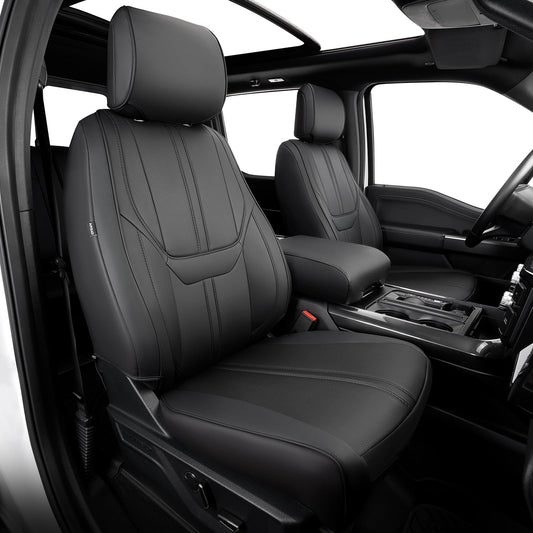 Super Cover for Ford F150 Seat Covers 2015-2025, Full Covered Leather Truck Pickup Seat Protectors for F-150 2025 2024 2023 2022 2021 Accessories, Only Fit 1st Row Bucket Seat SuperCrew (XL,XLT)