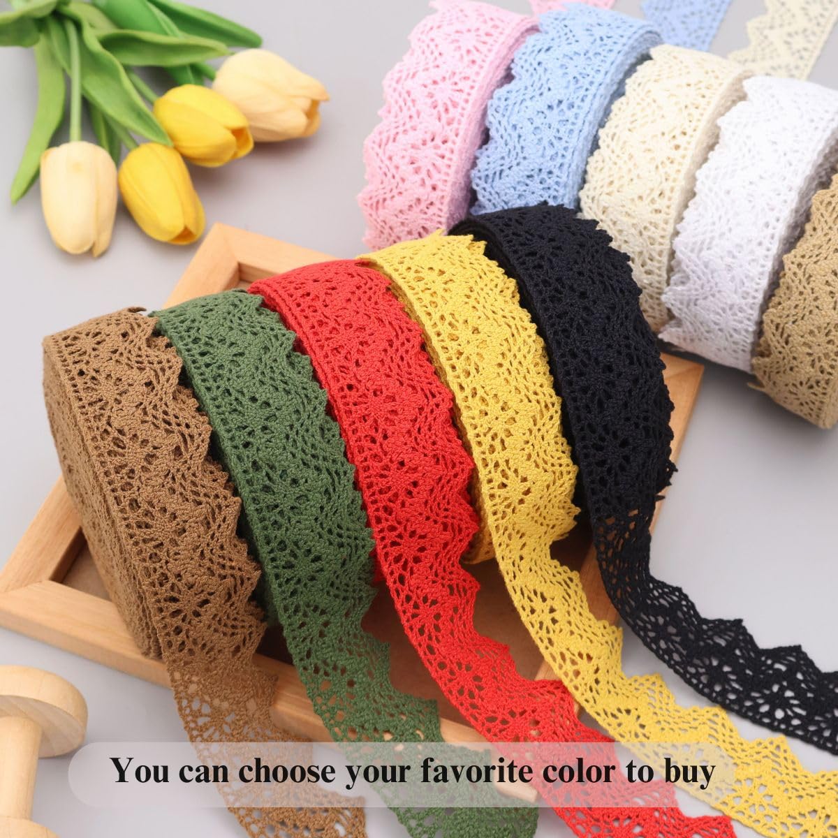 IDONGCAI Cotton Crochet Lace Trim, 1.4 Inch x 10 Yards Triangle Geometric Lace Ribbon for Sewing, Farmhouse Home Decor, DIY Crafts, Wedding Accents and Apparel Embellishments (White)