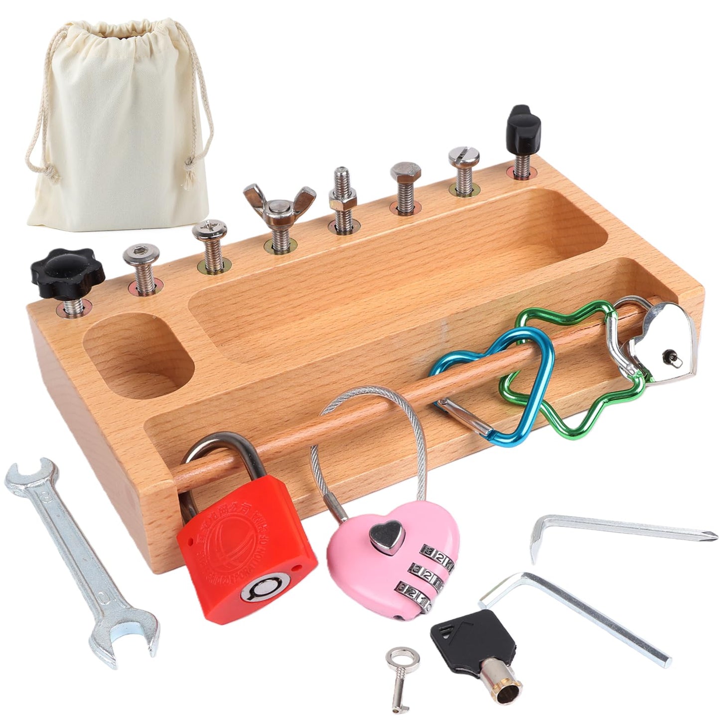 TOUHKAN Montessori Screwdriver Board Set Lock and Key Toys Kids Tools Nuts and Bolts Montessori Toys for 3 4 5 Year Old Learning Practical Life Materials Fine Motor Skills Occupational Therapy Games