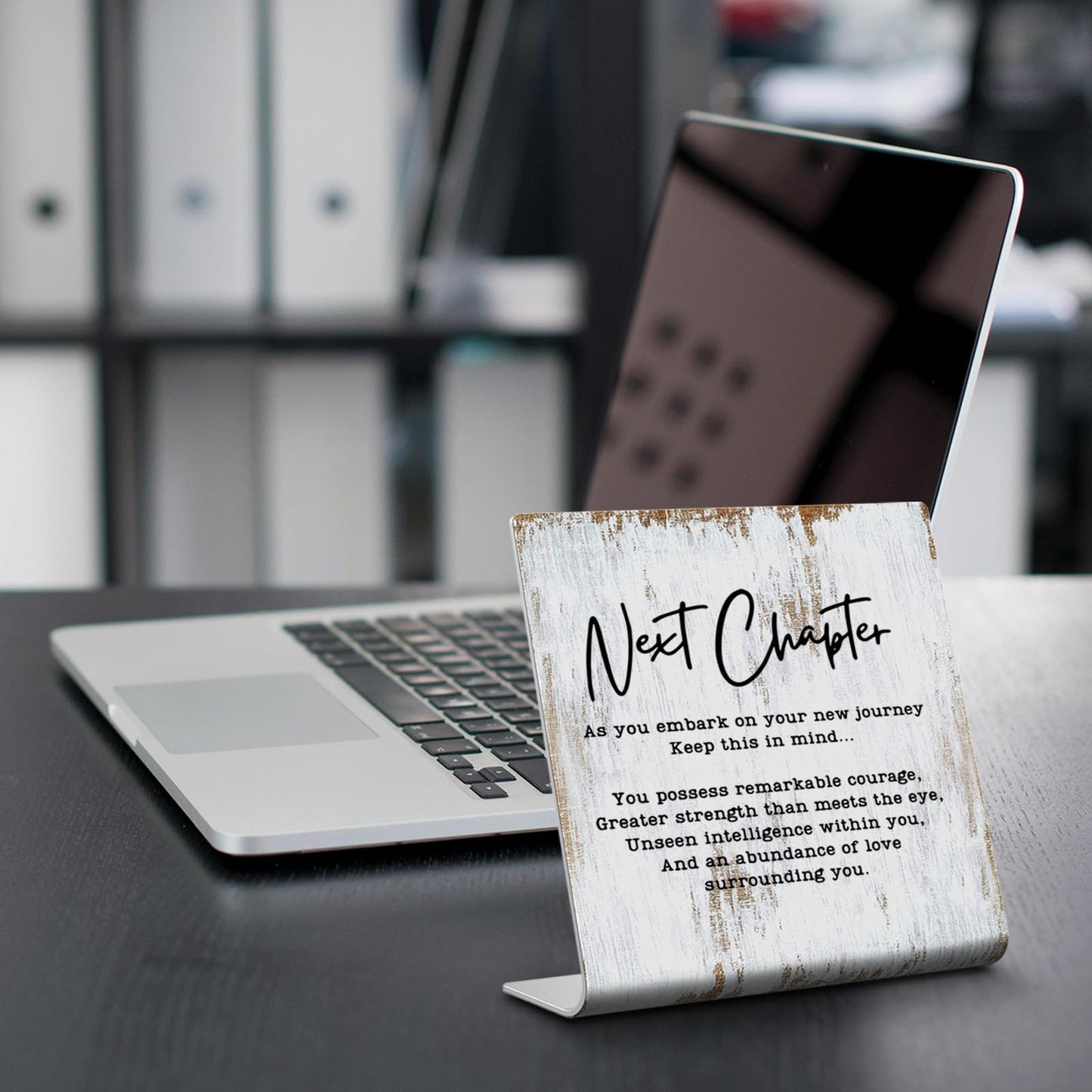 TRCENDE Next Chapter Gift For Coworker & Mentor, Retirement Farewell Gift For Teacher, Home Office Metal Sign Plaque XLk223