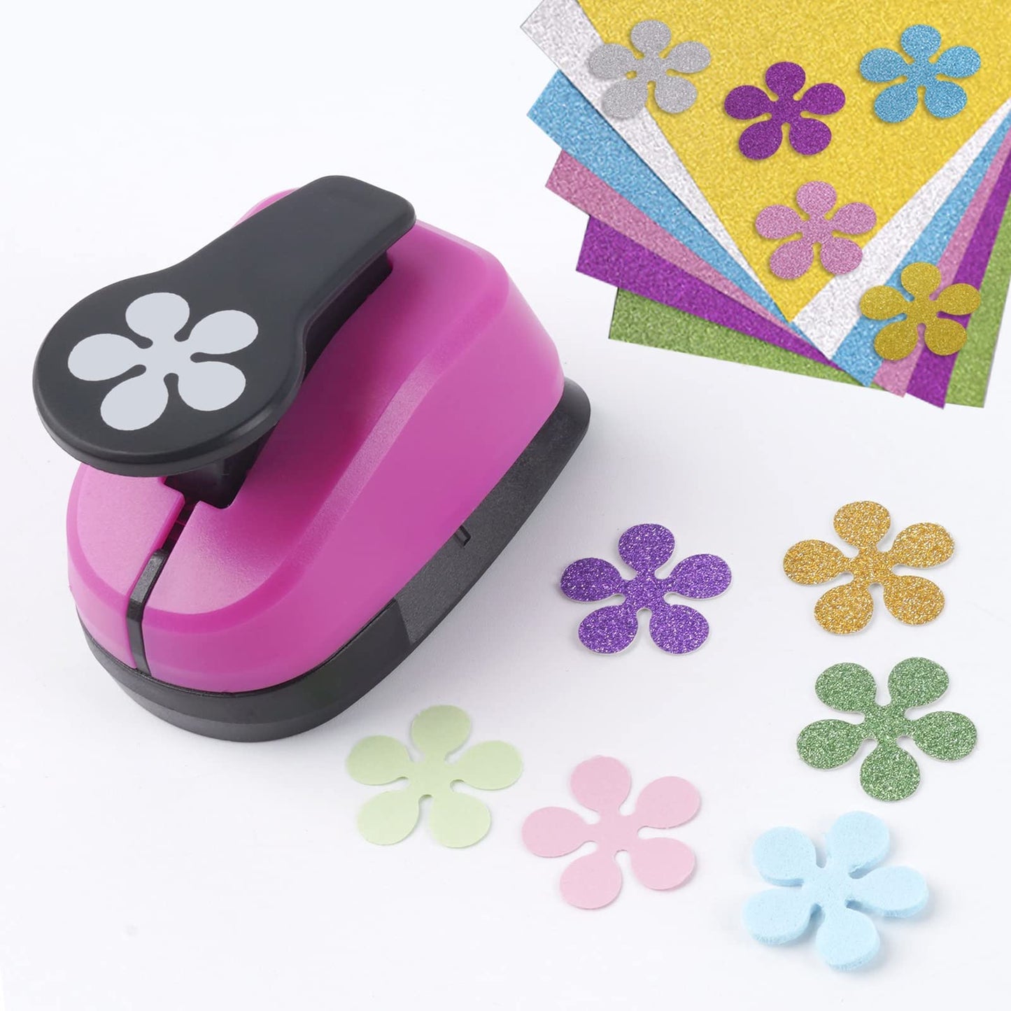 Flower Hole Punches, Star Hole Punch, Heart Punch, Flower Punches, Flowers Paper Puncher, 1 inch Hole Puncher for Crafts, 6PCS Flowers Shape HolePuncher, Heart PaperPunch for Scrapbooking