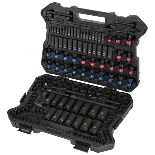 STARWORK TRUE MECHANIC 153-Piece 1/4", 3/8", 1/2" Drive Impact Socket Set, Professional, SAE/Metric