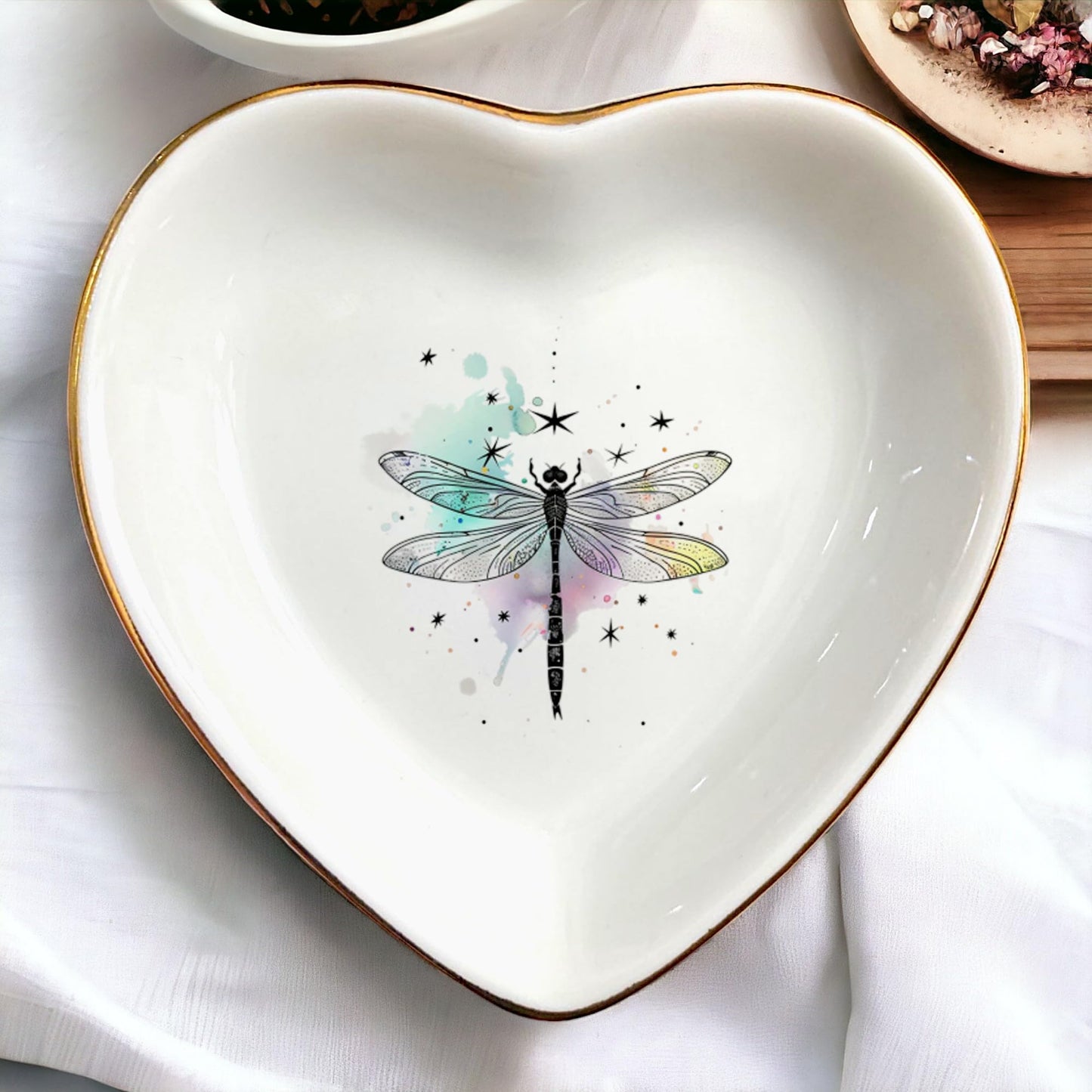 Cute Nature Animal Ring Dish - Jewelry Holder - Decorative Trinket Tray - Gifts for Animal Lover Mom Daughters Sisters Friends For Birthday, Wedding, Christmas (Dragonfly)