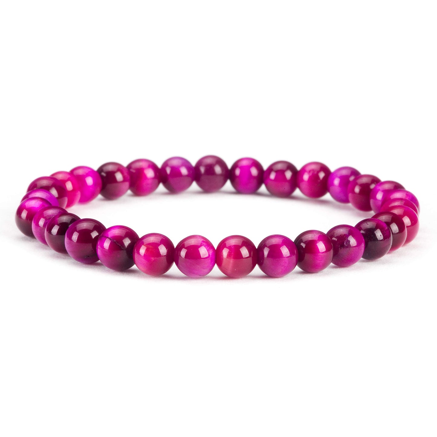 Cherry Tree Collection - Small, Medium, Large Sizes - Gemstone Beaded Bracelets For Women and Men - 6mm Round Beads (Pink Tiger's Eye - Medium)