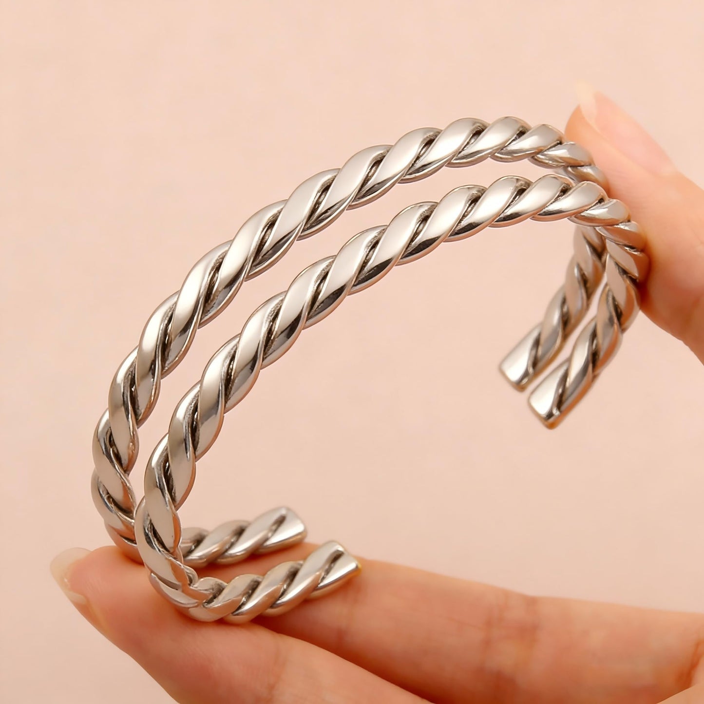 Baoaichi 925 Sterling Silver Twisted Bracelet for Women & Men Open Adjustable Wraps Cuff Bangle Minimalist Unisex Stainless Steel Bracelet for Men Punk Style Jewelry Gift for Birthday Father's Day