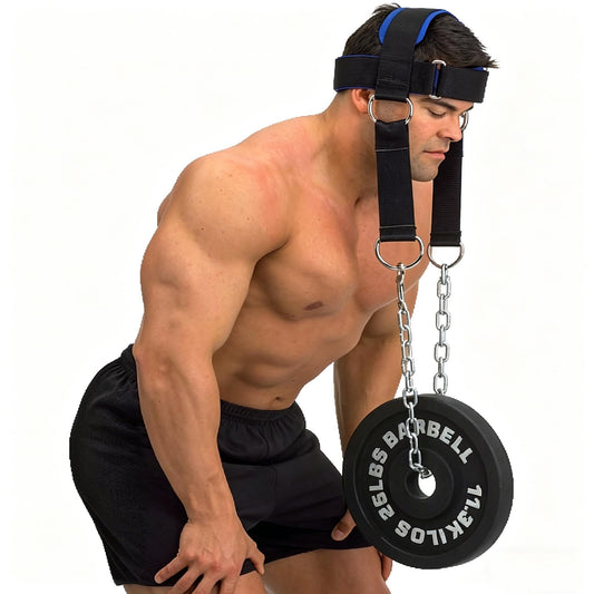 Fitness Neck Head Harness Neck Training Weight Lifting Strength Trainer With Adjustable Long Steel Chain and Strap Improve Muscle Strength Neck Exerciser
