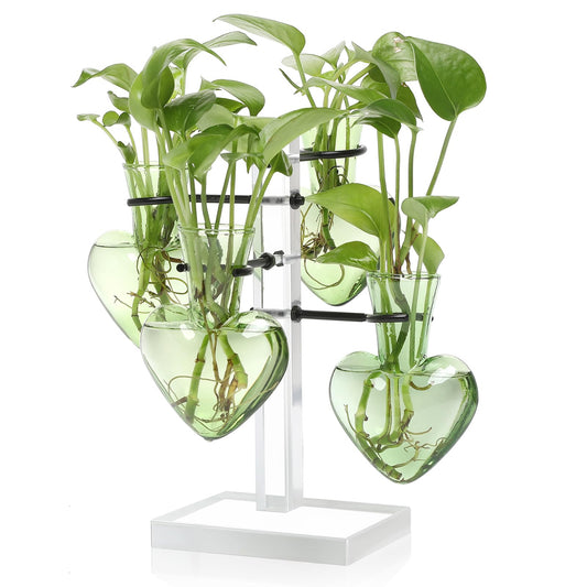 YYHglass Clear Plants Propagation Stations Terrarium Kit Birthday Gift for Women for Indoor Home Office Decor Acrylic Plant Accessories - 4 Love Hear Vase