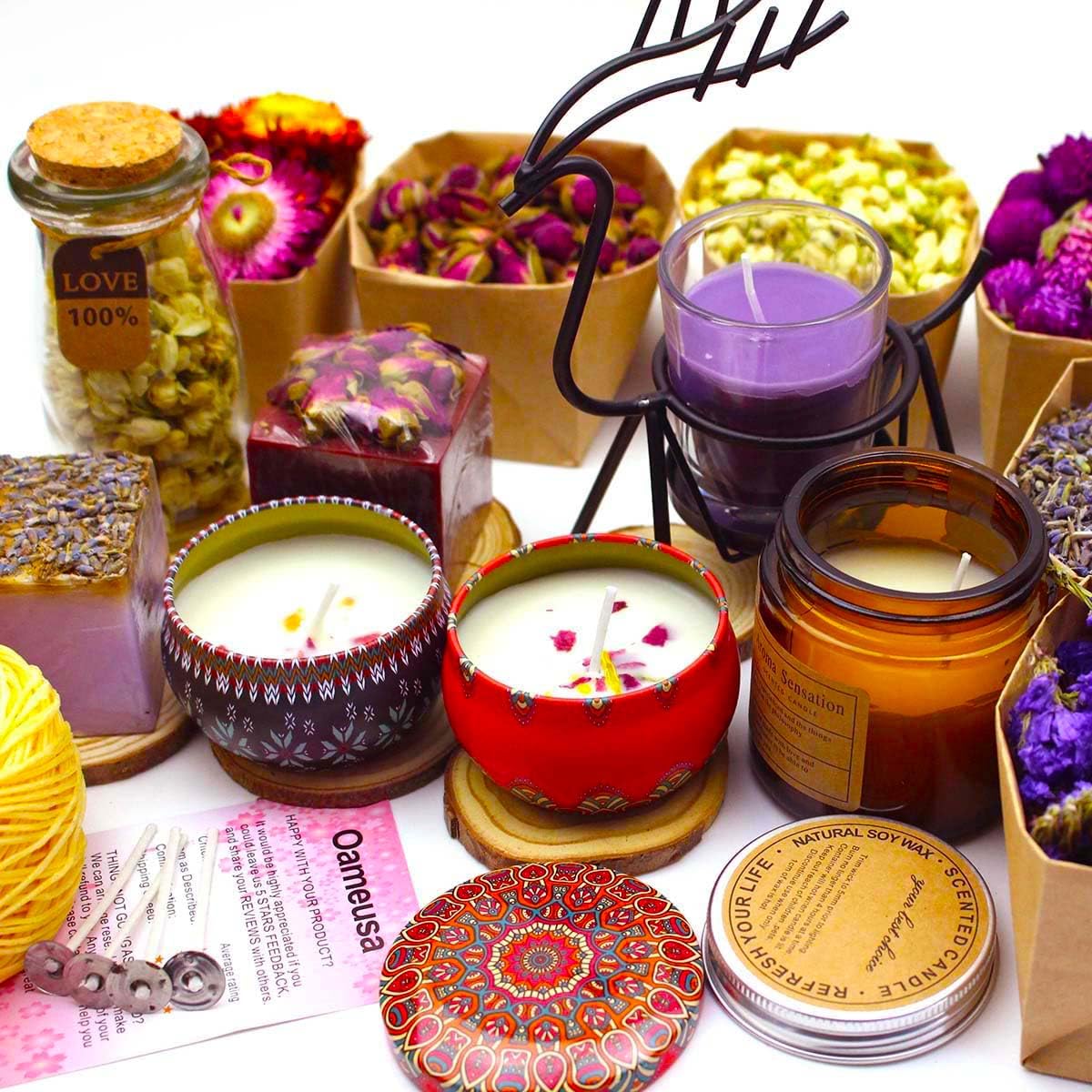 50 Packs Set - Dry Flower Craft Set, Dried Flowers, Dried Plants, Roses, Jasmine, Peonies, Lavender, Forget-me-nots, Witchcraft Kit, Resin Jewelry Making, DIY Candles, Seasonal Decorations