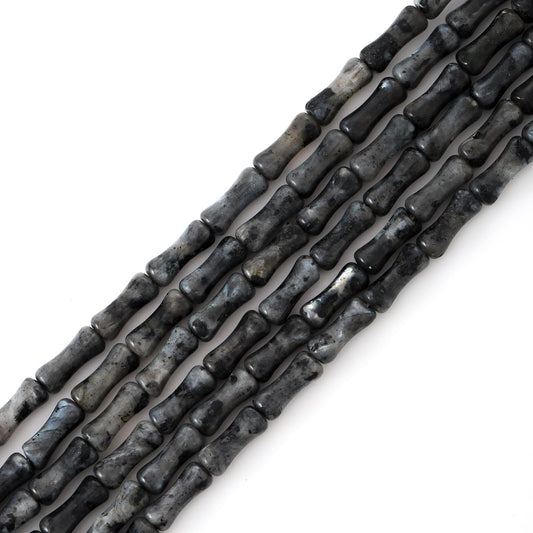 5x12mm Natural Black Labradorite Stone Bamboo Shape Gem Healing Energy Loose Spacer Beads for DIY Necklace Bracelet Earring