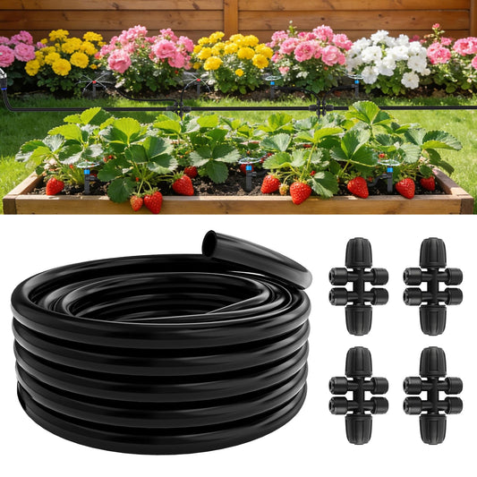 Compact Programmable Solar Automatic Plant Waterer Kit Work with Indoor Outdoor,Self Watering Drip Irrigation Pump Indoor/Outdoor Vacation Free (50FT 5/16" Main Tube Kit)