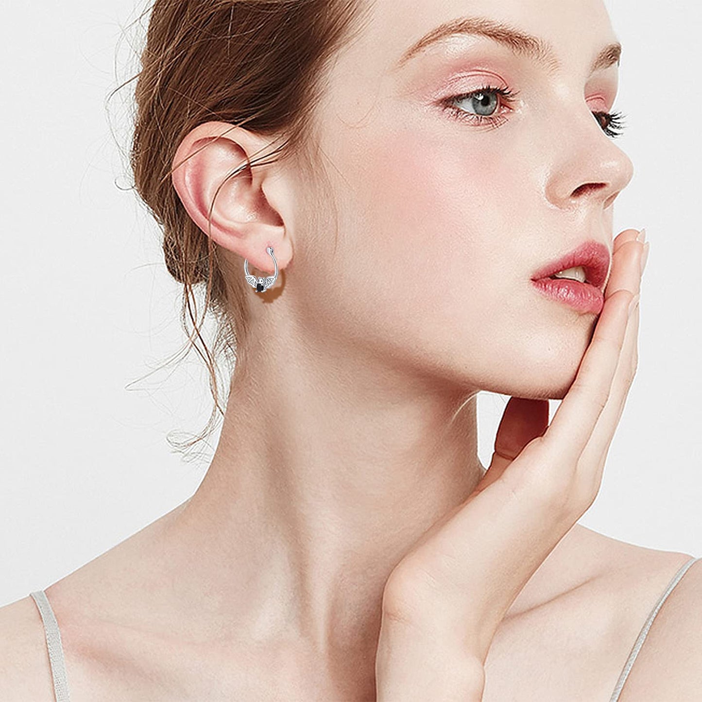 Bat Earrings 925 Sterling Silver Hypoallergenic Small Animal Huggie Hoop Earrings for Sensitive Ears Gothic Bat Jewelry Halloween Graduation Gifts for Women Daughter Her