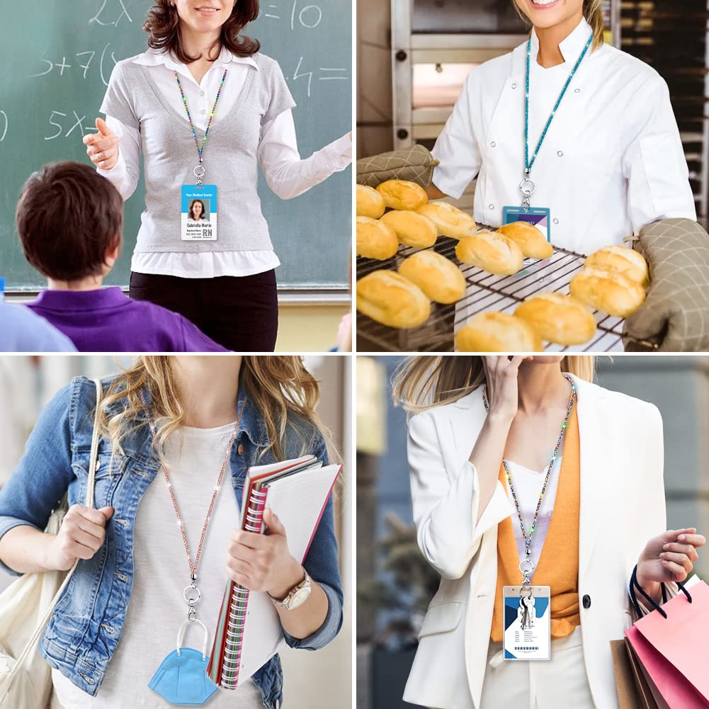 SAVORI Key Lanyard For Women, Rhinestone Lanyard Bling ID Card Holder Cute Neck Lanyard with Metal Clasp Keyring (6 Set)