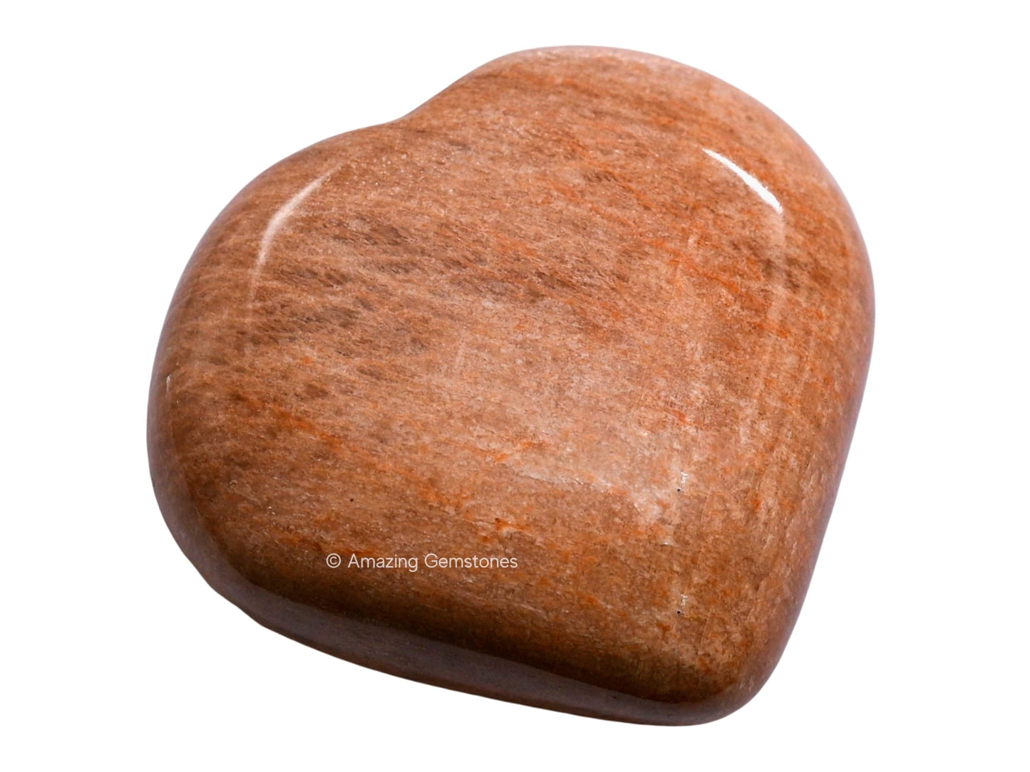 Peach Moonstone Crystal Heart Palm Stone - Pocket Massage Worry Stone for Natural Body Chakra Balancing, Reiki Healing and Crystal Grid