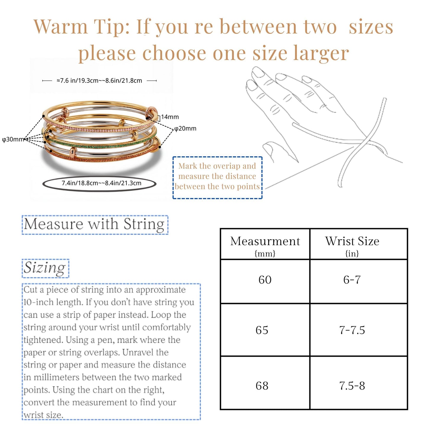Musishiyu Gold Bracelets for Women Stacking Bangle - 18K Mixed Metal Tri-Color Rolling Interlocking Bands, Cubic Zirconia Fidget Anxiety Jewelry, Perfect Gifts for Mom Wife Grandma