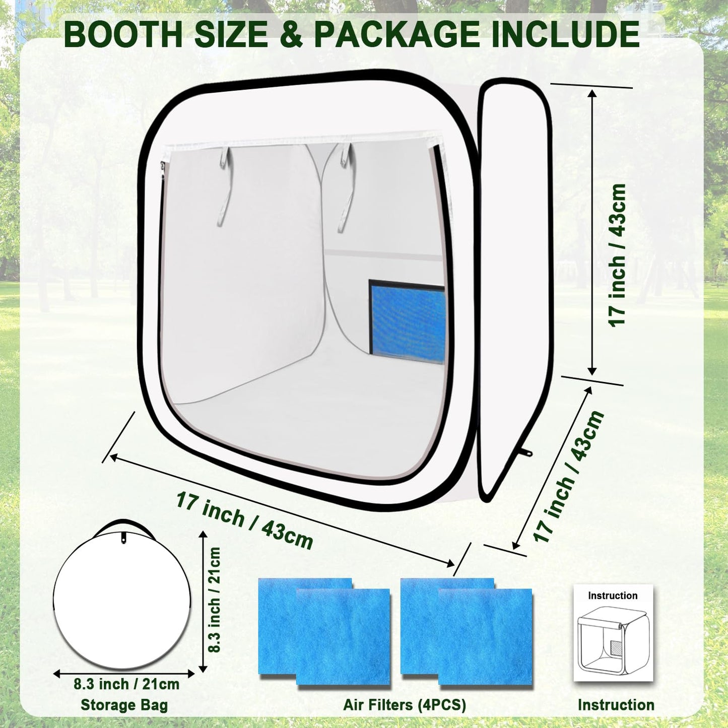 CooTentler Pop Up Paint Booth 17x17x17 Inch Portable Airbrush Spray Tent with Mesh Door and Mesh Window for Models, Furniture, Auto Parts and Other Items Painting Works
