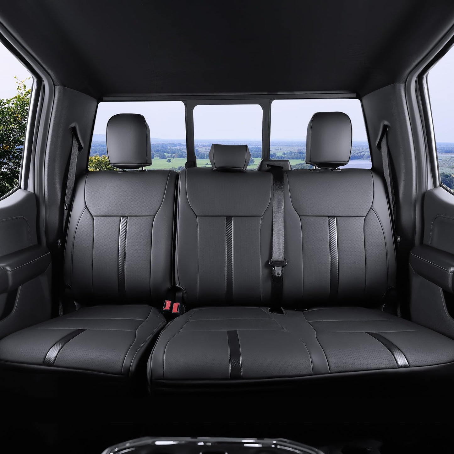 WeatherWard for Ford F150 Seat Covers 2025 2024 2023 2022 2021 2020 2015-2019, Truck Seat Covers for 2015-2023 2024 2025 Ford F150 Accessories, SuperCrew/CrewCab (XL/XLT/STX) Black, Full Set