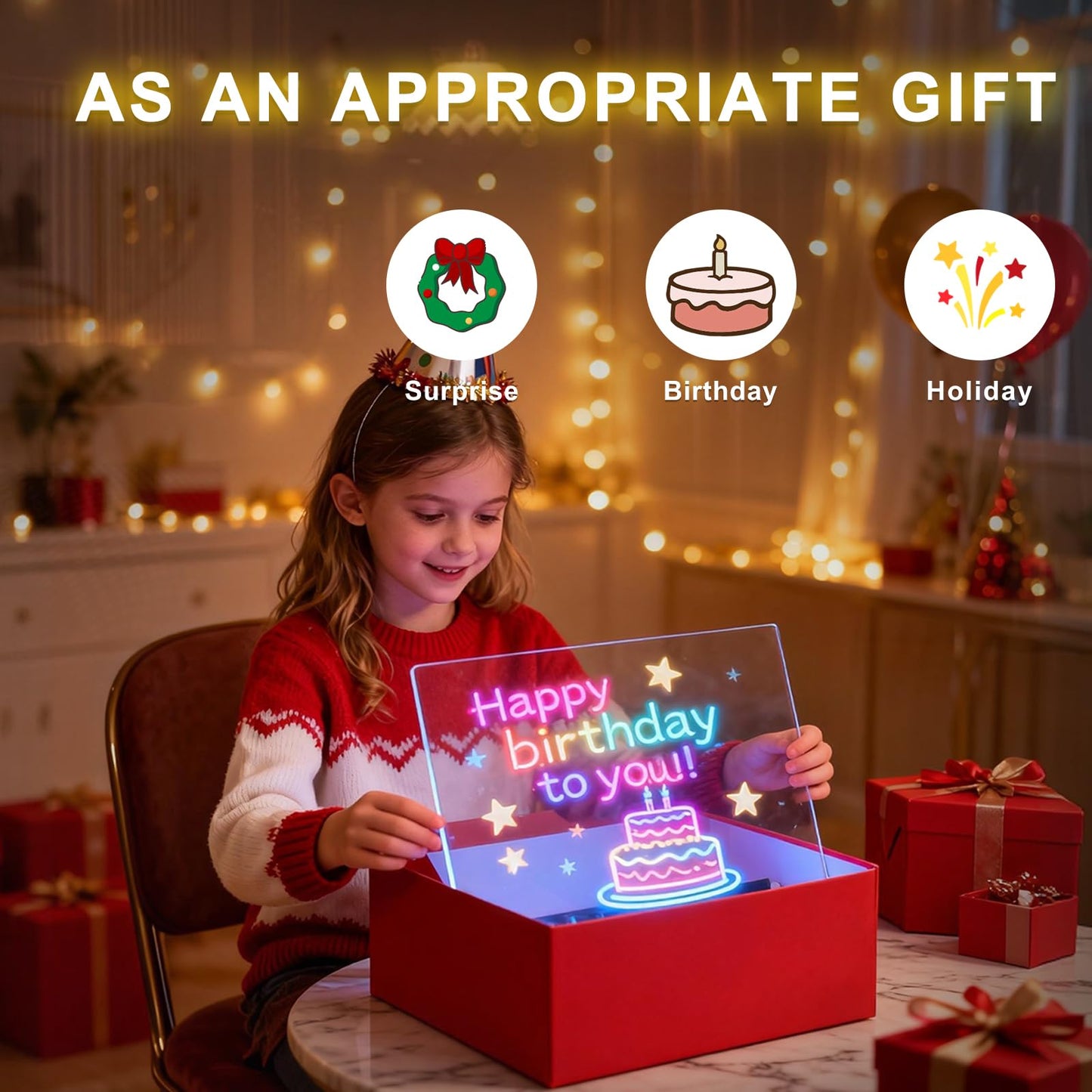 LED Drawing Board for Kids,13.7" USB Light Up Tracing Tablet with 6 RGB Light Modes, 7 Dry Erase Markers & Tracing Paper,Neon Light Up Drawing Tablet Gifts for Kids Birthday Christmas Gift Ideas
