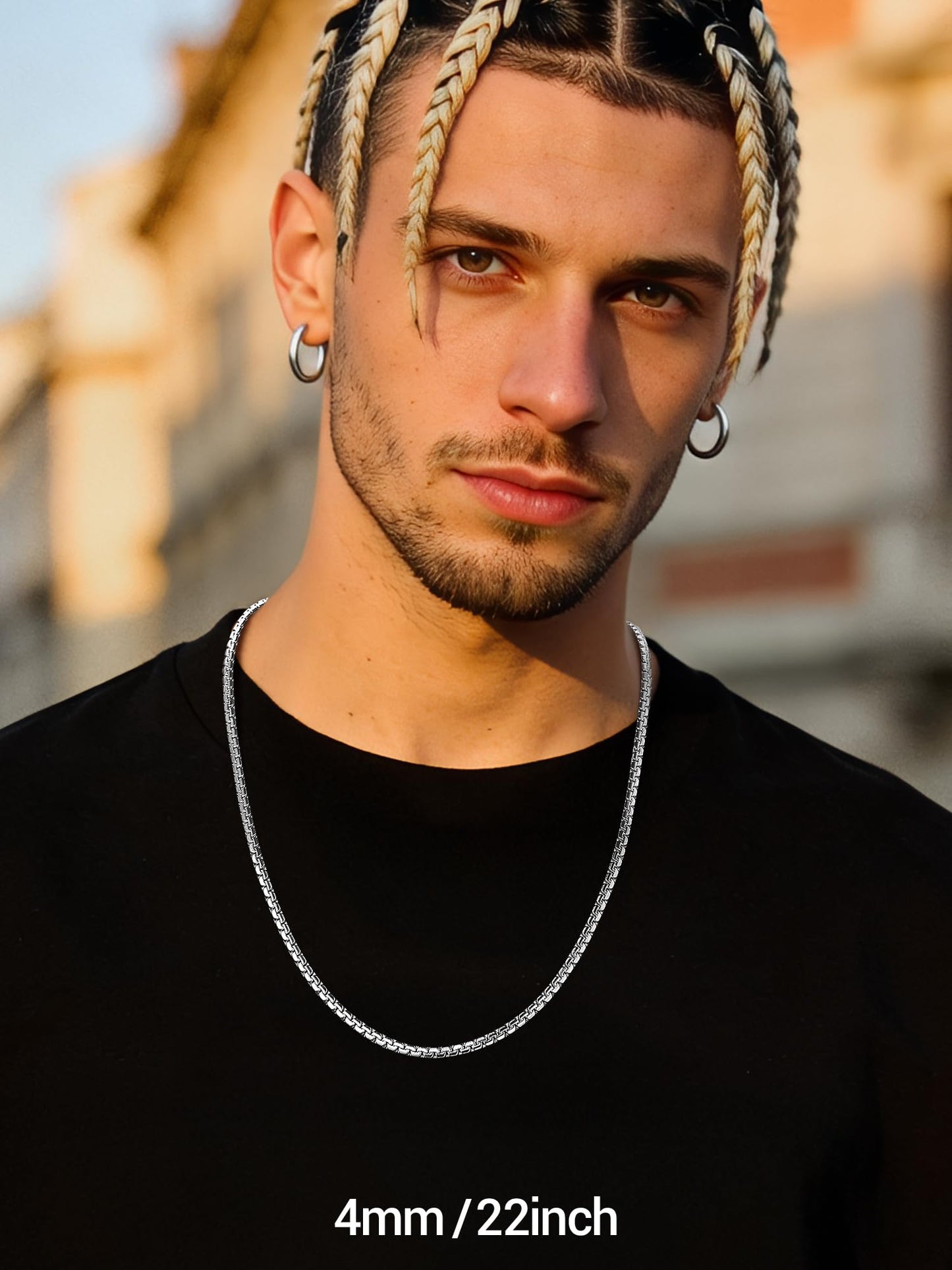 PROSTEEL Stainless Steel Chain Necklace 22inch Mens Jewelry Flat Chain Necklace for Men