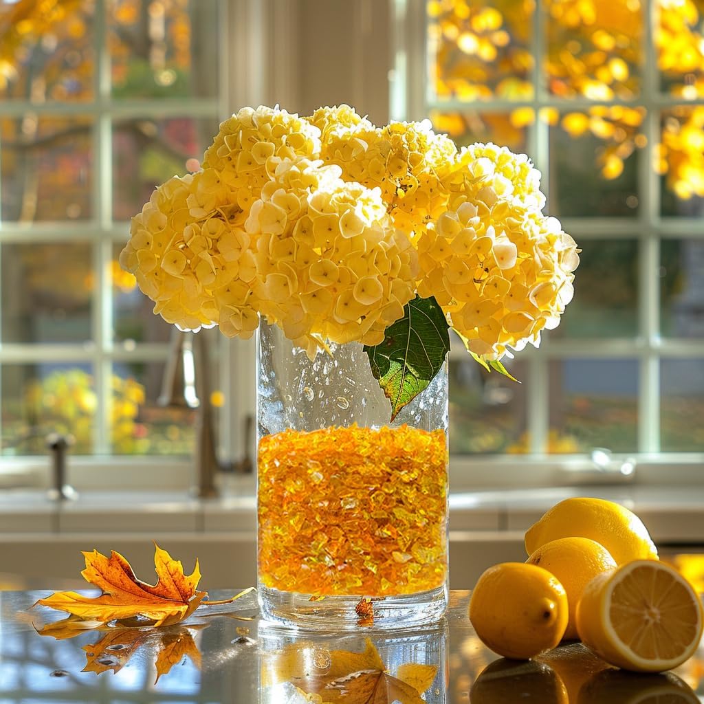 HappyFiller Crushed Glass Sand Broken Pieces 3-8mm Terrarium Mini Stones,Epoxy Resin Art Craft,Plant Topper Dressing,Vase Filler,Candle Holder Decor,Home Accents,1.3LB Bright Orange