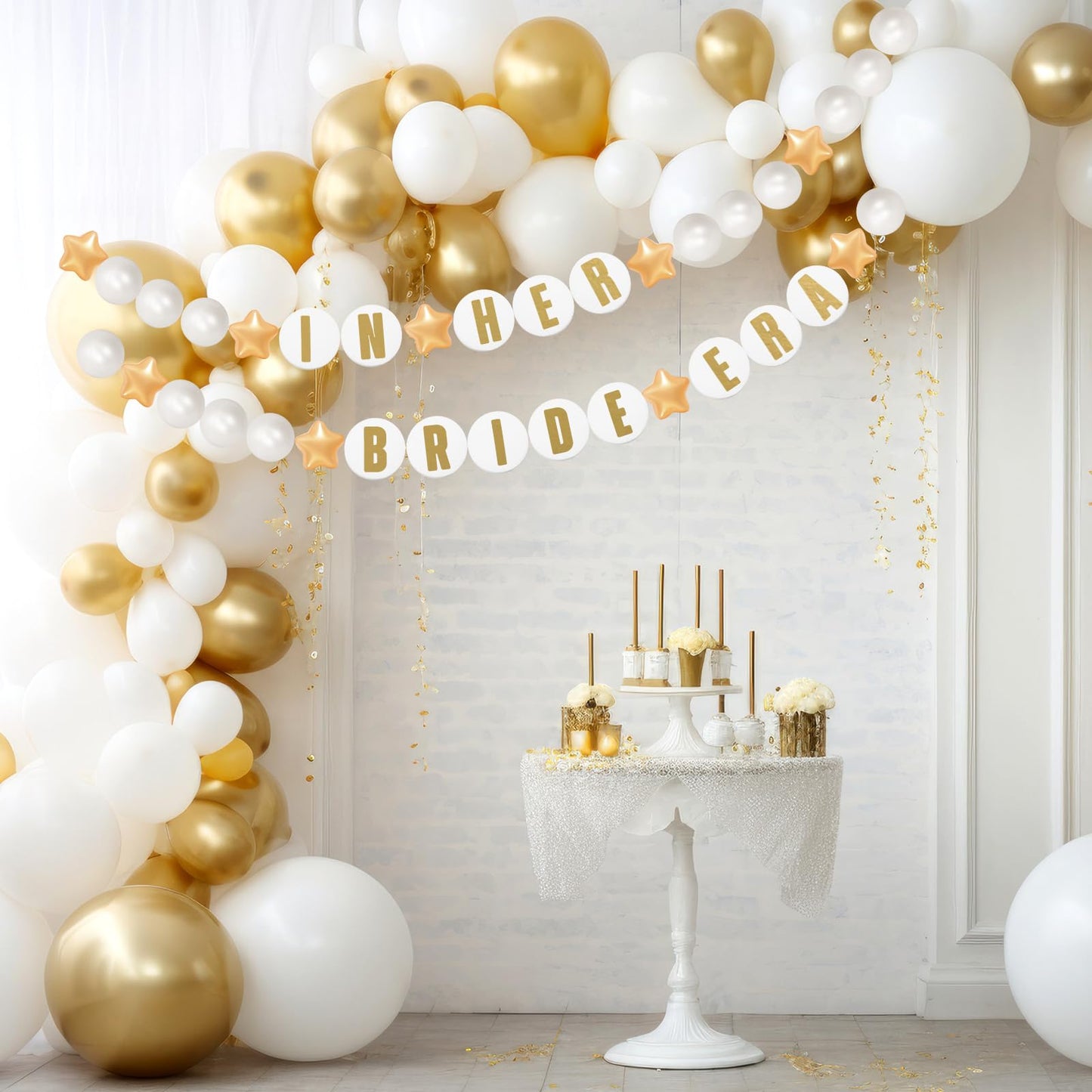 Simgoing 103 Pcs DIY Graduation Lei Giant Friendship Bracelet 2026 Grad Necklace Garland Jumbo Birthday Friendship Banner Kit Famous Singer Customizable Party Decor(Gold and White)