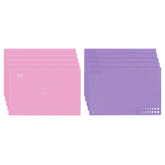 5 PCS Self Healing Cutting Mat 12" x 18": Sewing Rotary Cutting Mat for Crafts and Fabric Sewing Scrapbooking Quilting and Precision Cutting Purple & Pink Design (5, Purple & Pink)