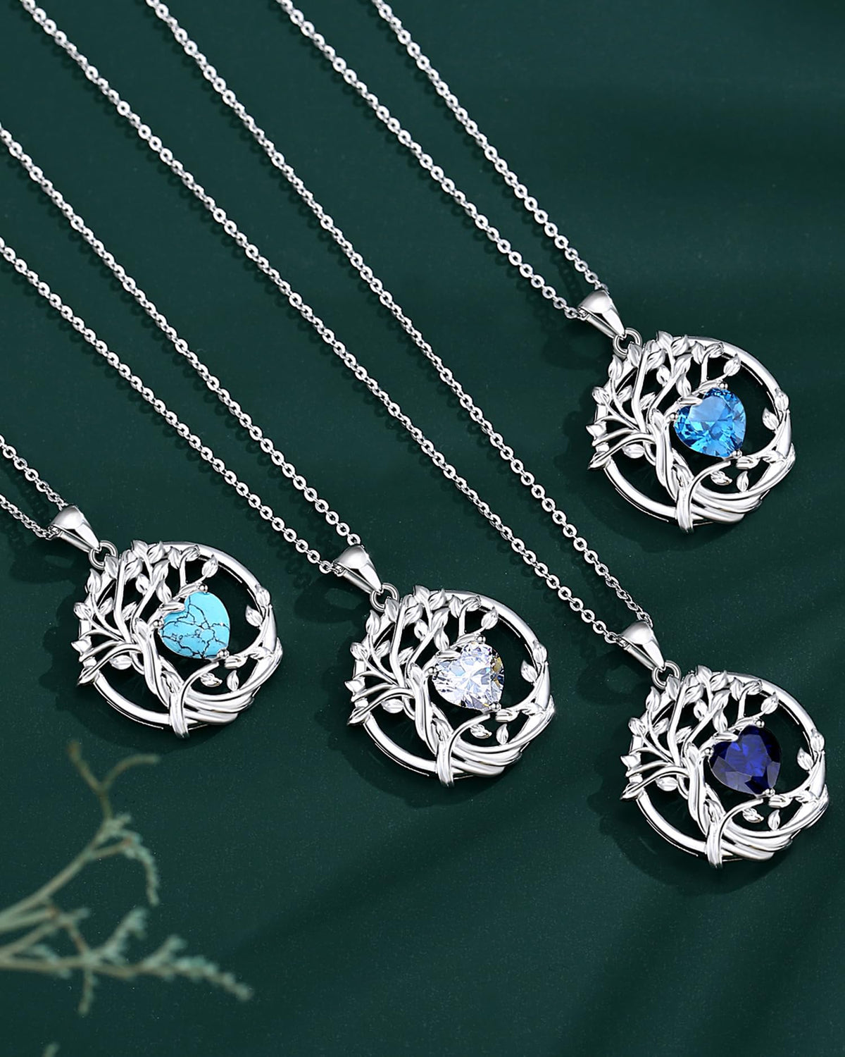 FANCIME Tree of life April Birthstone necklace for women Sterling Silver Tree Jewelry Simulated Diamond Pendant Cubic Zirconia CZ Gemstone Anniversary Birthday Christmas Gifts for Wife Mom Her