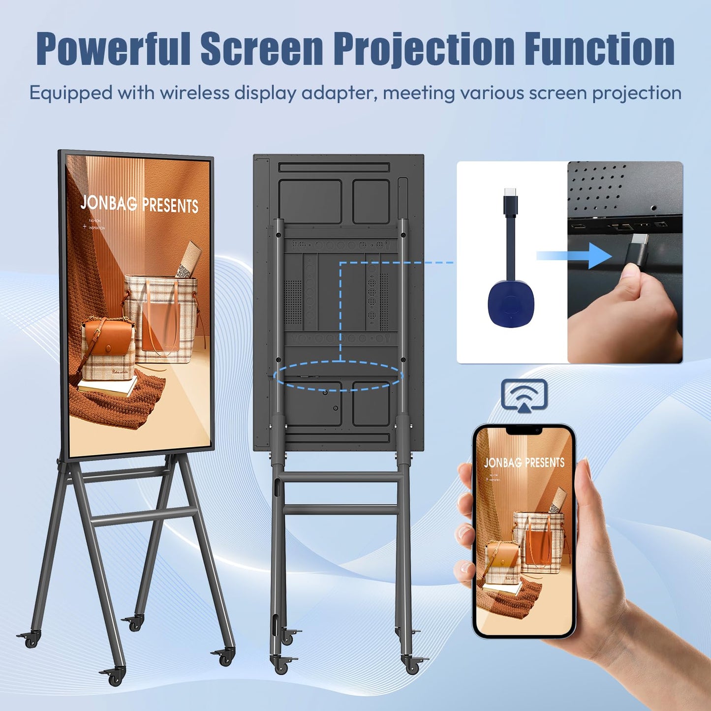 QIXZOCV MWE 43 Inch Mobile Digital Signage Display Touchscreen Kiosk with Flight Case, Portable LCD Screen with Screen Mirroring App Publishing, Advertising Display Poster, Android OS