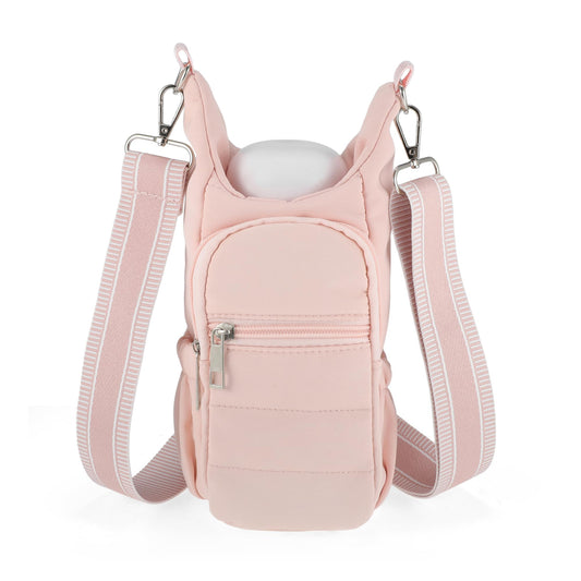 CAPASTEC Water Bottle Carrier Bag, Water Bottle Holder with Adjustable Strap, for Hiking, Cycling, Pink